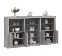 vidaXL Buffet avec Lumières LED, Armoire avec Porte, Meuble de Rangement, Organisateur de Salon Entrée Salle de Séjour, 3209182 Gris G