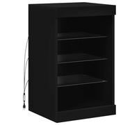 vidaXL Buffet avec Lumières LED, Armoire Latérale de Rangement, Organisateur de Salon Salle de Séjour Maison Intérieur, Moderne, Noir