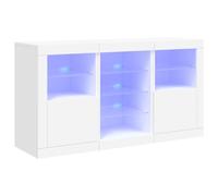 vidaXL Buffet 123x37x67 cm avec lumières LED Blanc, Meuble de rangement