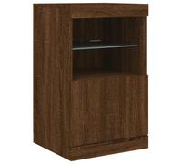 vidaXL Buffet – Armoire latérale de rangement avec lumières LED – Moderne, Chêne marron