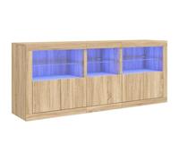vidaXL Buffet avec LED - Armoire avec porte, Meuble de rangement, Moderne - Chêne Sonoma