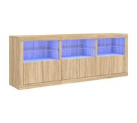 vidaXL Buffet 3209004 avec lumières LED, armoire avec porte, moderne, 181,5×37×67 cm, Chêne Sonoma