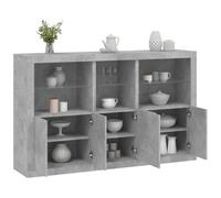 vidaXL Buffet avec Lumières LED, Armoire avec Porte, Meuble de Rangement, Organisateur de Salon Entrée Salle de Séjour, Moderne, Gris Béton