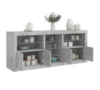 vidaXL Buffet avec Lumières LED, Armoire avec Porte, Meuble de Rangement, Organisateur de Salon Salle de Séjour Maison, Moderne, Gris Béton