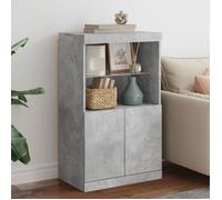 vidaXL Buffet avec Lumières LED, Armoire Latérale de Rangement, Organisateur de Salon Salle de Séjour Maison Intérieur, Moderne, Gris Béton