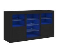 vidaXL Buffet avec lumières LED Noir 123x37x67 cm, Meuble de Rangement, Meuble de Rangement Cuisine, Meuble de Rangement de Salon, Meuble Buffet