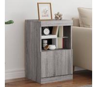 vidaXL Buffet avec Lumières LED, Armoire Latérale de Rangement, Organisateur de Salon Salle de Séjour Maison Intérieur, Moderne, Sonoma Gris