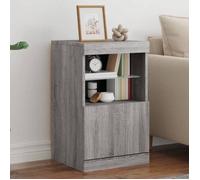 vidaXL Buffet avec lumières LED – Armoire latérale de rangement moderne, Sonoma gris