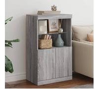 vidaXL Buffet LED – Armoire de rangement moderne Sonoma gris 60,5x37x100 cm
