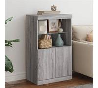 vidaXL Buffet LED – Armoire de rangement moderne Sonoma gris 60,5x37x100 cm