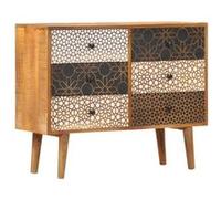 vidaXL Buffet avec motif imprimé 90x30x70 cm Bois de manguier massif Marron