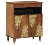 vidaXL Buffet avec Porte Marron 60 x 33 x 75 cm Bois de Mangue Massif, Salle de séjour, Buffet Moderne, Armoire rectangulaire, Meuble cuirassé, unité d'affichage Minimaliste