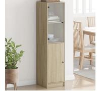 vidaXL Buffet 836443 – Armoire latérale moderne avec portes en verre et rangement, Chêne Sonoma