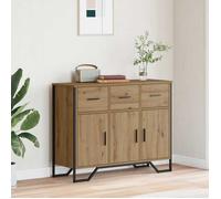 vidaXL Buffet chêne Artisanal 97 x 32.5 x 74.5 cm Bois d'ingénierie, Meuble de Salon, Buffet rectangulaire Industriel, Rangement Polyvalent, Style Moderne, Texture Parfaite, Design Urbain