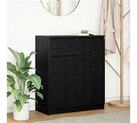 vidaXL Buffet avec tiroir chêne Noir 71x35x84 cm Bois d'ingénierie, Meuble de Rangement, Buffet, Meuble d'entrée, Meuble Buffet