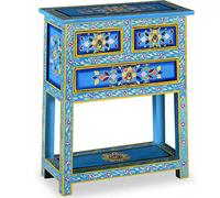 vidaXL Buffet en bois massif de manguier Turquoise avec tiroirs – Peint à la main