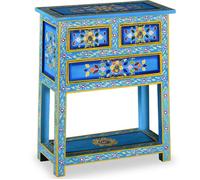 vidaXL Buffet en bois massif de manguier Turquoise avec tiroirs – Peint à la main