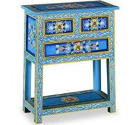 vidaXL Buffet en bois massif de manguier Turquoise avec tiroirs – Peint à la main