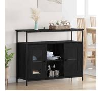 VIDAXL Buffet bas chêne noir 100 x 35 x 80 cm - 2 portes bois d'ingénierie contemporain
