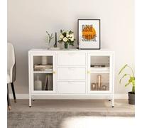 vidaXL Buffet Blanc 105x35x70 cm Acier et verre trempé