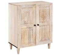 vidaXL Buffet Blanc 60 x 33 x 75 cm Bois de manguier Massif, Armoire de Rangement rectangulaire élégante, Buffet Moderne pour Le Salon, Organisateur et déco intérieure