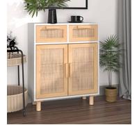 vidaXL Buffet Blanc 60x30x75 cm en pin massif et rotin naturel 345636