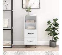 vidaXL Buffet, Armoire Latérale avec 2 Tiroirs et 2 Compartiments, Commode avec Pieds, Meuble de Rangement Salon, Moderne, Blanc Brillant Bois d'Ingénierie