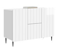 vidaXL Buffet Blanc Brillant 89 x 34,5 x 62 cm Bois d'ingénierie, Bahut rectangulaire Moderne, Rangement généreux pour Le Salon, Cabinet élégant, unité Polyvalente