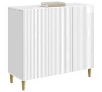 vidaXL Buffet Blanc Brillant 89 x 34,5 x 80 cm Bois d'ingénierie, Salle de séjour, Buffet Vintage, Meuble de Rangement, Style Chic avec Pieds effilés, Finition Bois Classique