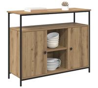 vidaXL Buffet Chêne artisanal – Bois d'ingénierie 100x35x80 cm, 2 portes, Assemblage requis