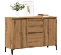 vidaXL Buffet chêne artisanal 102x35x70 cm bois d'ingénierie, armoire à livres, armoire latérale, armoire de rangement, 856487 Marron G