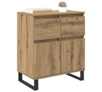 vidaXL Buffet Chêne Artisanal 60 x 35 x 70 cm Bois d'ingénierie et Fer, Meuble de Rangement pour Salon, Buffet rectangulaire, Design Moderne, Bois d'ingénierie, tiroirs spacieux, Pieds en Fer Robuste
