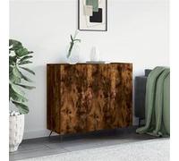 vidaXL Buffet chêne fumé 90x34x80 cm bois d'ingénierie828081 Marron G