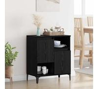 Buffet chêne noir - vidaXL - 60x35x70 cm - Bois d'ingénierie - Finition mate - 2 portes - Pieds en métal