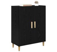 vidaXL Buffet Chêne Noir 70 x 34 x 90 cm Bois d'ingénierie, Buffet en Bois Rustique, Design rectangulaire, Rangement spacieux, Pieds effilés, poignées Brillantes, Parfait pour Le Salon