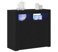 vidaXL Buffet Chêne Noir 80 x 35 x 75 cm Bois d'ingénierie | Finition en chêne noir chic qui fait moderne et frais, Plein d'étagères et de compartiments pour garder tout en ordre,