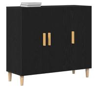 vidaXL Buffet Chêne Noir 90 x 34 x 80 cm Bois d'ingénierie, Salle de séjour, Buffet rectangulaire, Rangement Moderne, Décor Minimaliste, Meuble Utilitaire en Bois