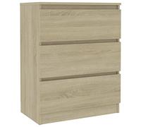 vidaXL Buffet 3 tiroirs Chêne Sonoma 60×35×76 cm Bois d'ingénierie style minimaliste