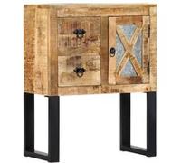 vidaXL Buffet Commode 1 porte, 2 tiroirs Bois de manguier massif 60x30x76 cm Naturel/Noir