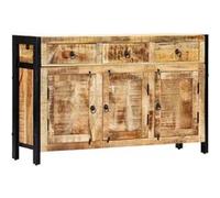 vidaXL Buffet Commode Armoire de Rangement avec 3 Compartiments avec Portes et 3 Tiroirs Salon Maison 120x35x76 cm Bois de Manguier Massif