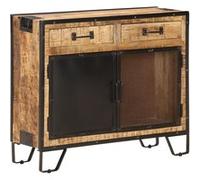 vidaXL Buffet Commode Armoire Latérale Armoire de Rangement Meuble de Rangement avec 2 Portes et 2 Tiroirs 80x31x71 cm Bois de Manguier Massif Brut Brun G