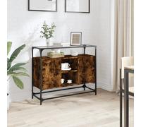 vidaXL Buffet - Dessus en verre chêne fumé