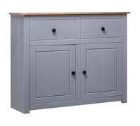 vidaXL Pin Solide Buffet Armoire à Tiroirs Commode Dressoir Armoire de Rangement avec 2 Tiroirs et 2 Portes Salon Chambre à Coucher Maison Gris 93x40x80 cm