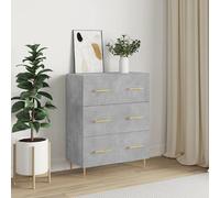 vidaXL Buffet, Armoire avec Pieds et 3 Tiroirs, Commode de Rangement, Organisateur de Salon Intérieur, Moderne, Gris Béton Bois d'Ingénierie