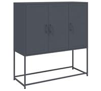 vidaXL Buffet haut 846538 – Anthracite en acier 100,5×39×107 cm, Meuble de salon