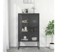 vidaXL Buffet haut Anthracite 80x35x135 cm Acier et verre trempé Anthracite G