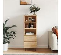 vidaXL Buffet Haut, Armoire avec 3 Compartiments et 2 Tiroirs, Meuble de Rangement avec Pieds Salle de Séjour, Industriel, Chêne Sonoma Bois d'Ingénierie 831511 Marron G