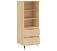 vidaXL Buffet haut - 3 compartiments, 2 tiroirs, pieds, style industriel, Chêne Sonoma, 40x36x110 cm
