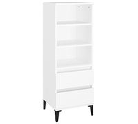 vidaXL Buffet Haut, Armoire avec 3 Étagères et Pieds, Meuble de Rangement avec 2 Tiroirs, Organisateur de Salle de Séjour, Industriel, Blanc Bois d'Ingénierie
