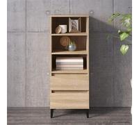 vidaXL Buffet Haut, Armoire avec 3 Étagères et Pieds, Meuble de Rangement avec 2 Tiroirs, Organisateur de Salle de Séjour, Industriel, Chêne Sonoma Bois d'Ingénierie Beige G